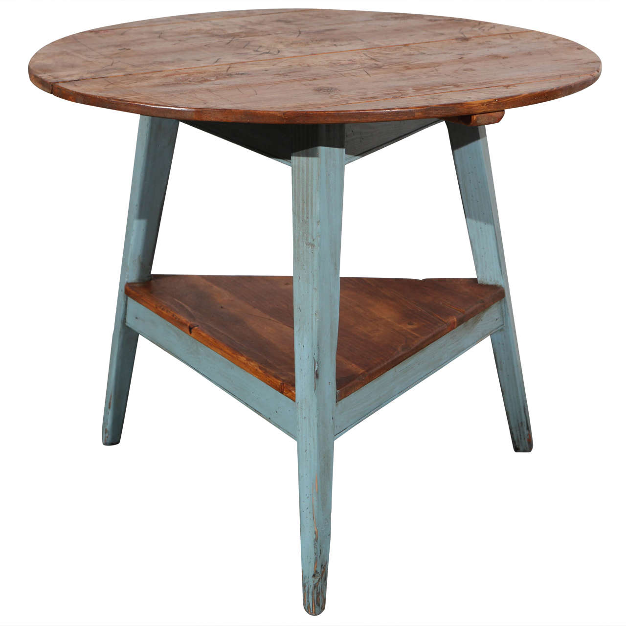 English Cricket Table with Blue Painted Legs