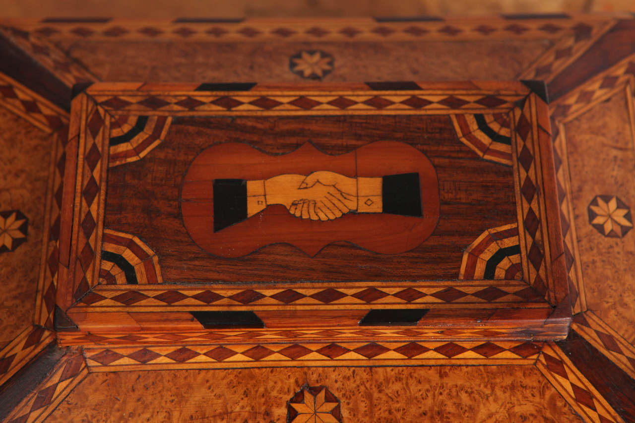 Odd Fellow Hands of Friendship Marquetry and Parquetry Box In Good Condition In Culver City, CA