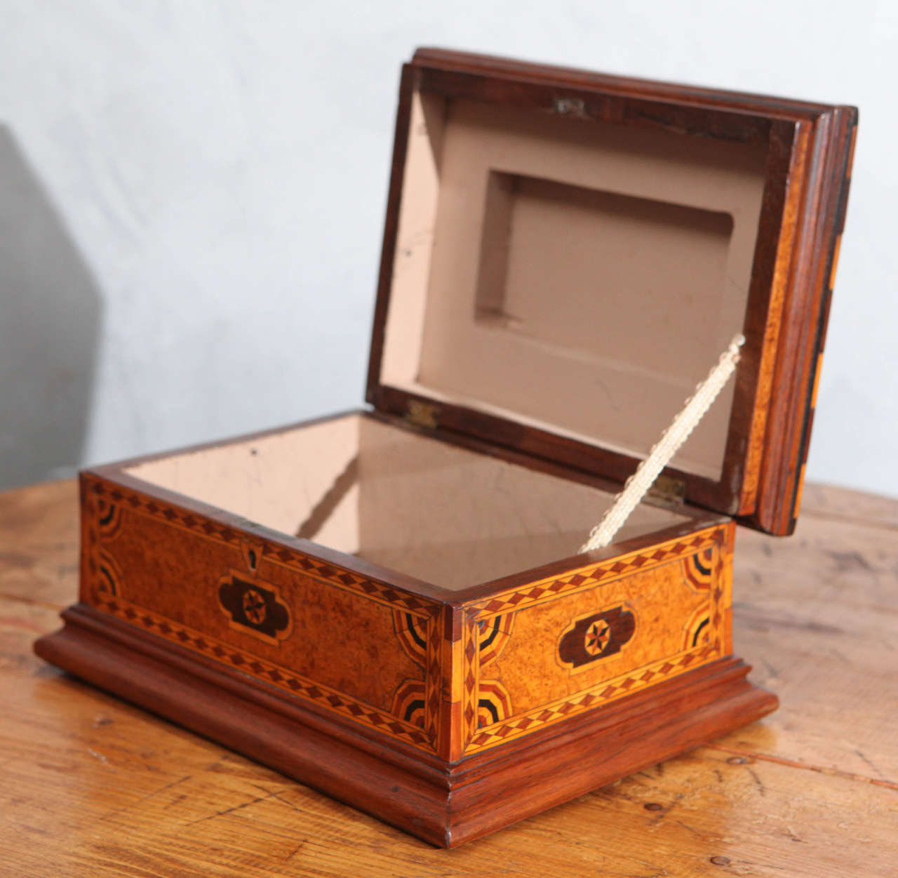 Brass Odd Fellow Hands of Friendship Marquetry and Parquetry Box