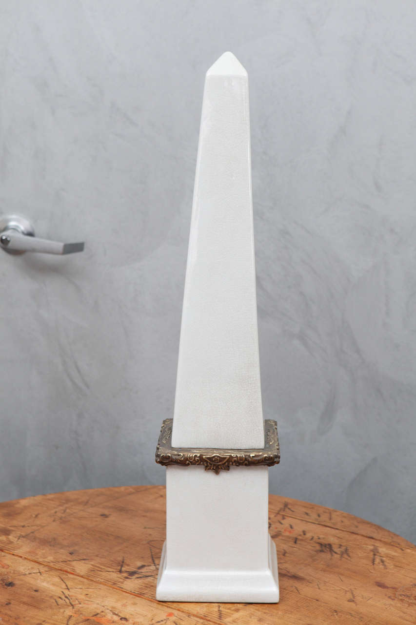 Italian Tall Ceramic Obelisk Statues