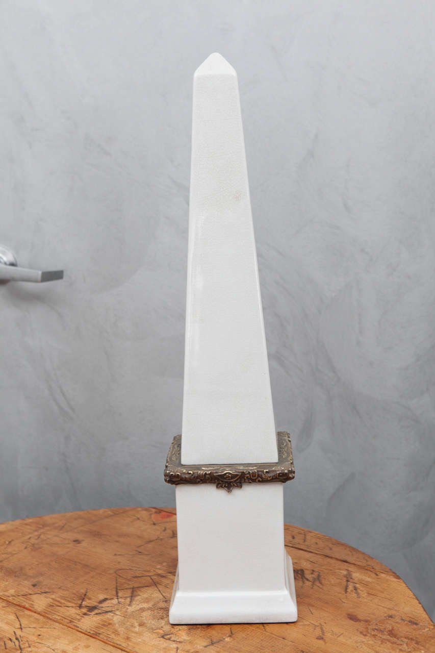 Mid-20th Century Tall Ceramic Obelisk Statues
