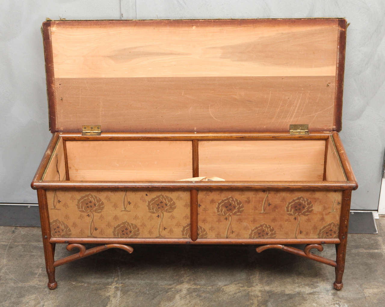 Fabric Arts and Crafts Upholstered Bentwood Bench or Trunk