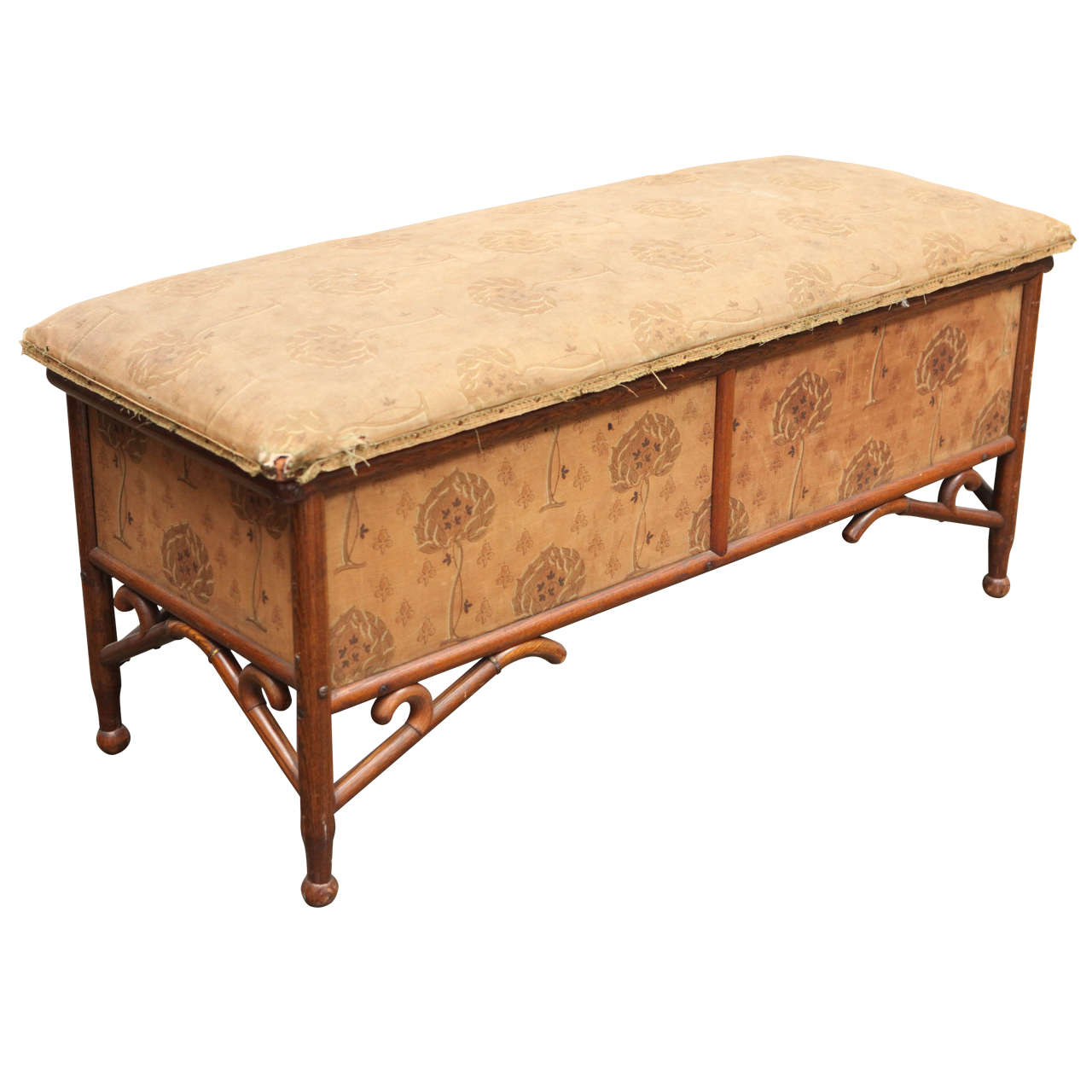Arts and Crafts Upholstered Bentwood Bench or Trunk