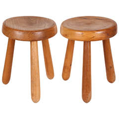 Vintage Pair of Petite Stools in the Manner of Charlotte Perriand