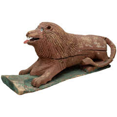 20th Century American Folk Art Carved Lion