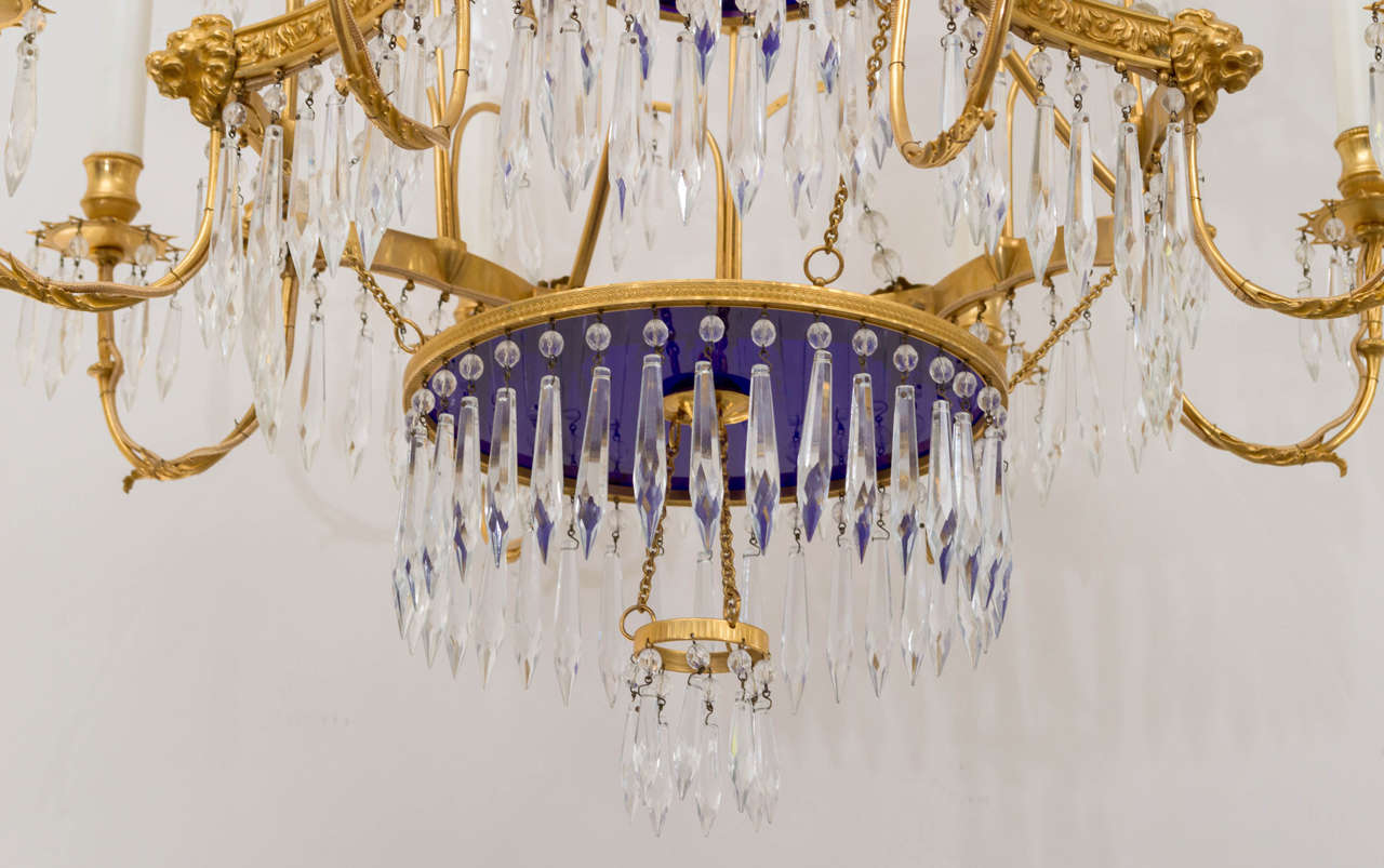 Neoclassical 20th Century French Gilt Bronze Chandelier