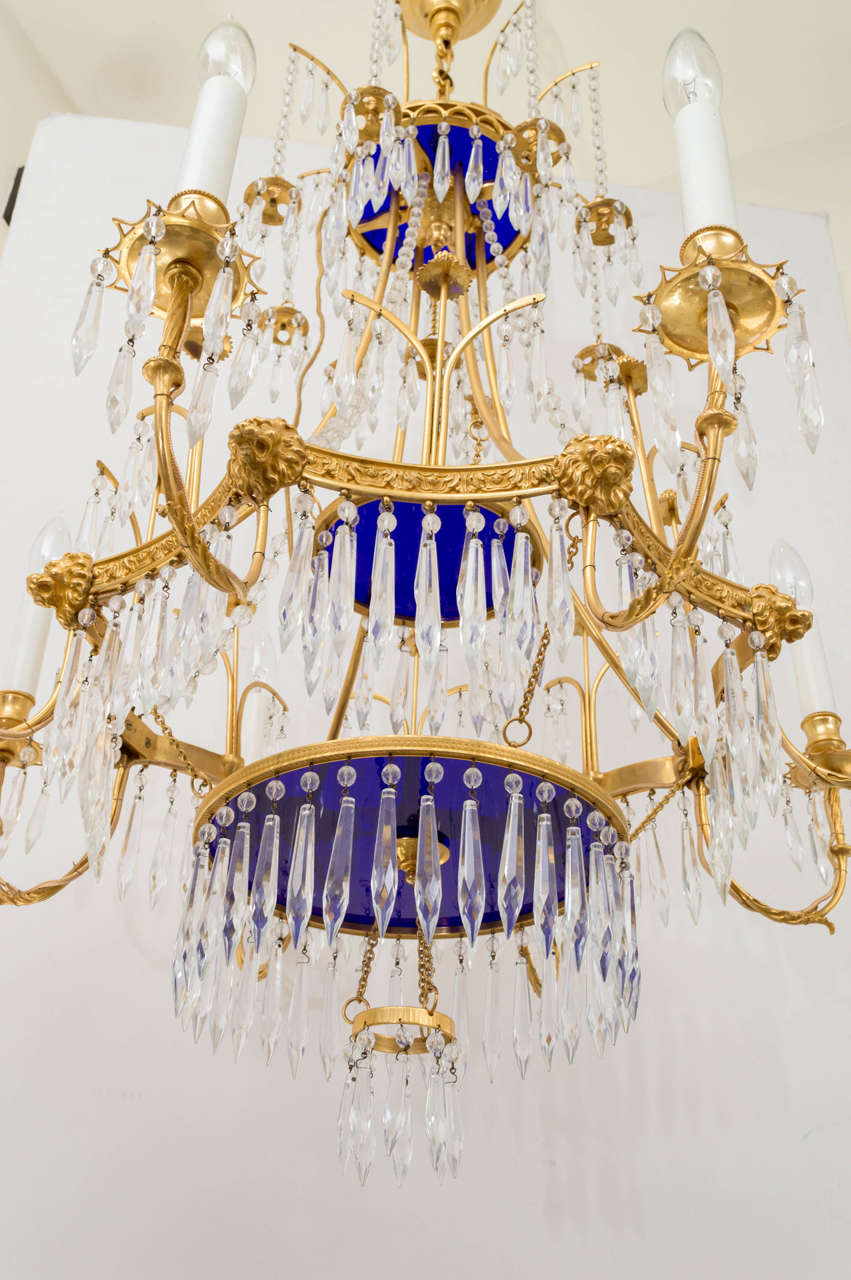 20th Century French Gilt Bronze Chandelier In Good Condition In San Francisco, CA