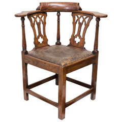 18th c. English Neo Gothic Corner Chair