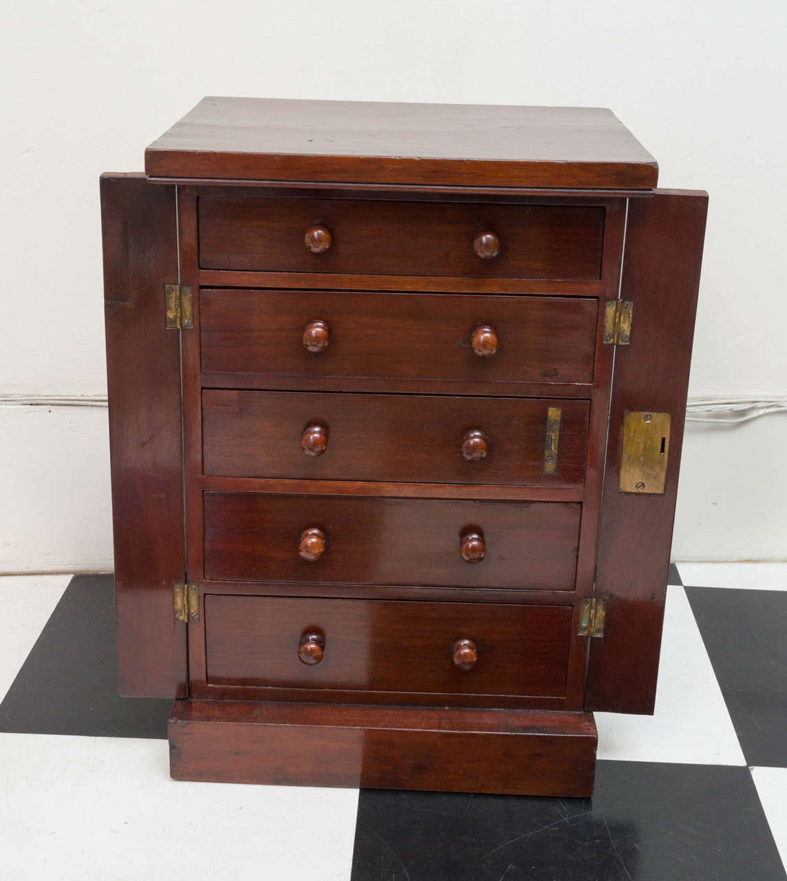 Mahogany 19th c English Victorian Miniature Collector's Chest