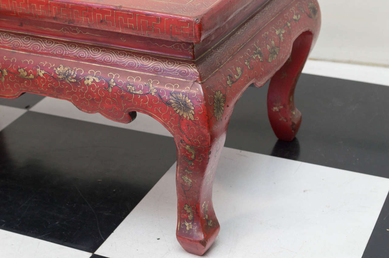 Gilt 20th Century Red Lacquer Chinese Kang Table