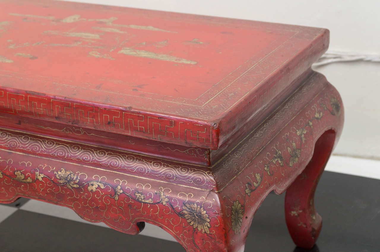 20th Century Red Lacquer Chinese Kang Table In Good Condition In San Francisco, CA
