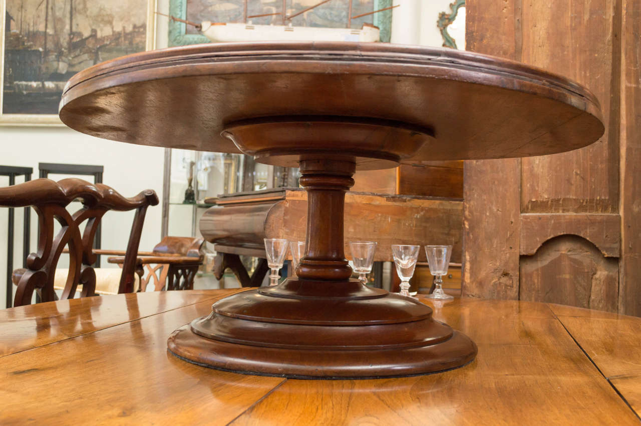 19th Century English Mahogany Pedestal Serving Tray 1