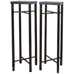 Vintage 20th c. Pair Of Bronzed Steel Tall Stands
