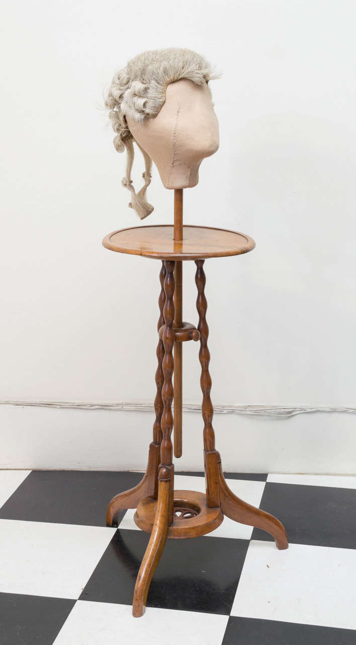 19th c. English William IV Wig Stand With Wig For Sale at 1stdibs