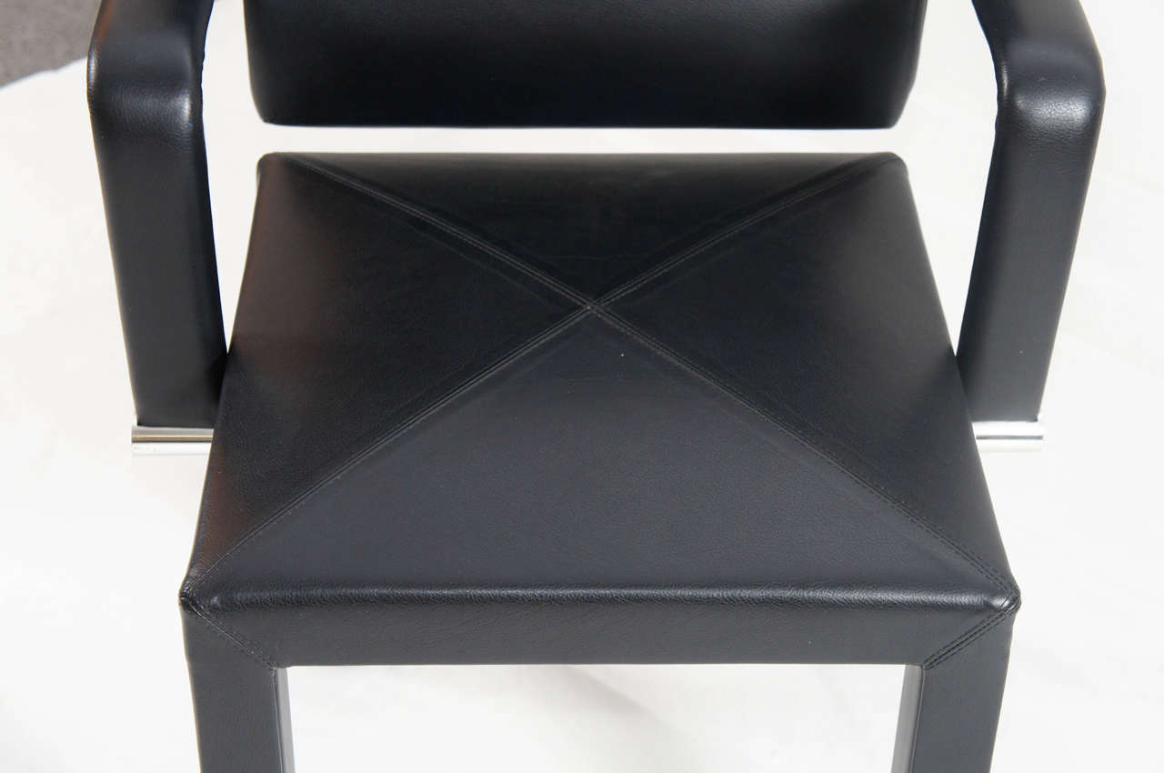 Steel Set of 8 leather dining chairs by Paolo Piva for B&B Italia