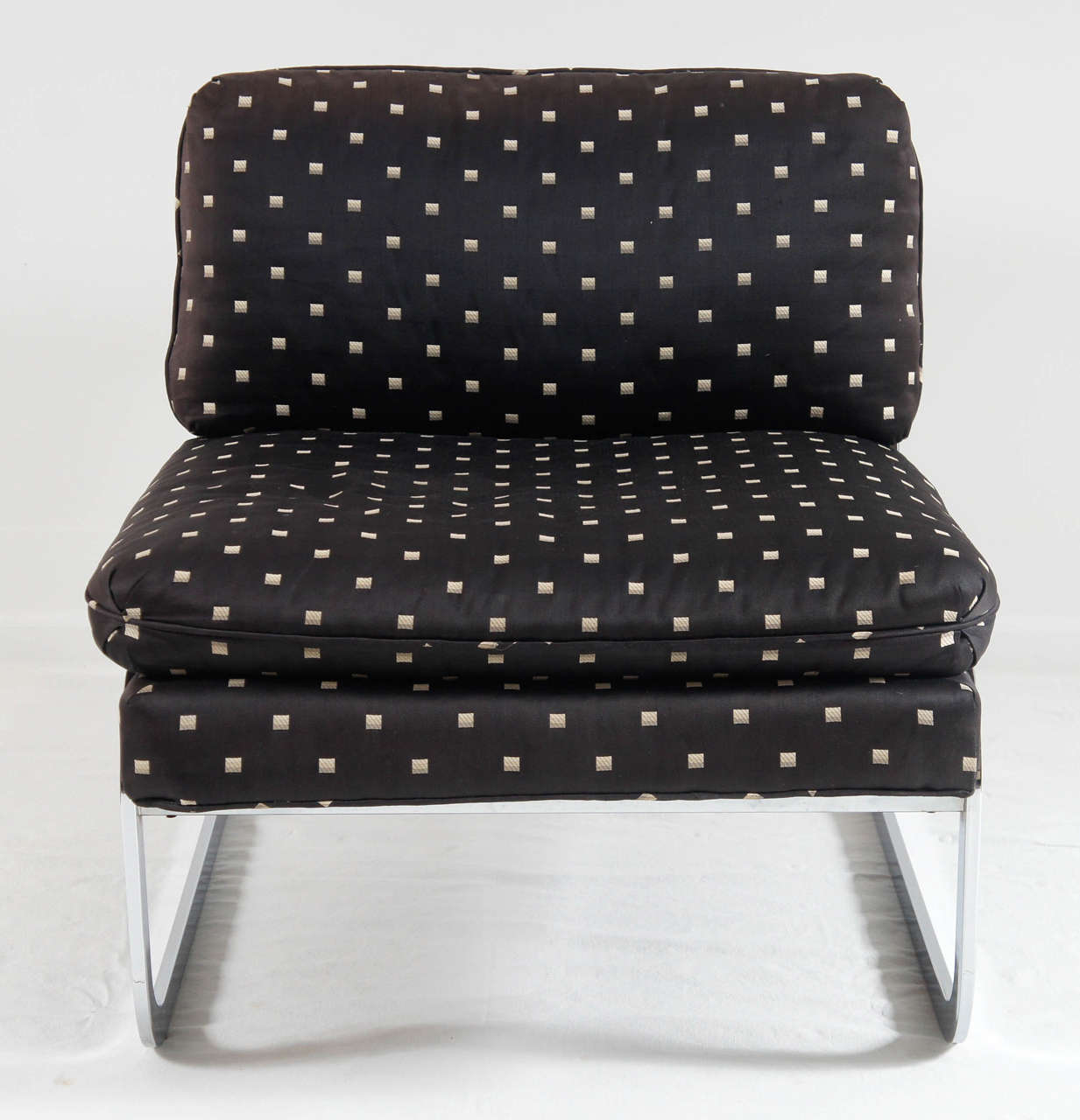 pair of chrome slipper chairs by Pace Collection