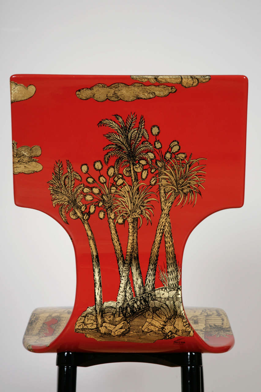 Wood 'Coromandel' Chair by Fornasetti