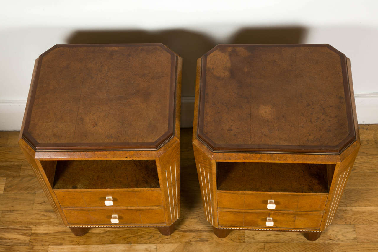 Art Deco Rare Pair of Nightstands by Paul Follot, circa 1926-1927