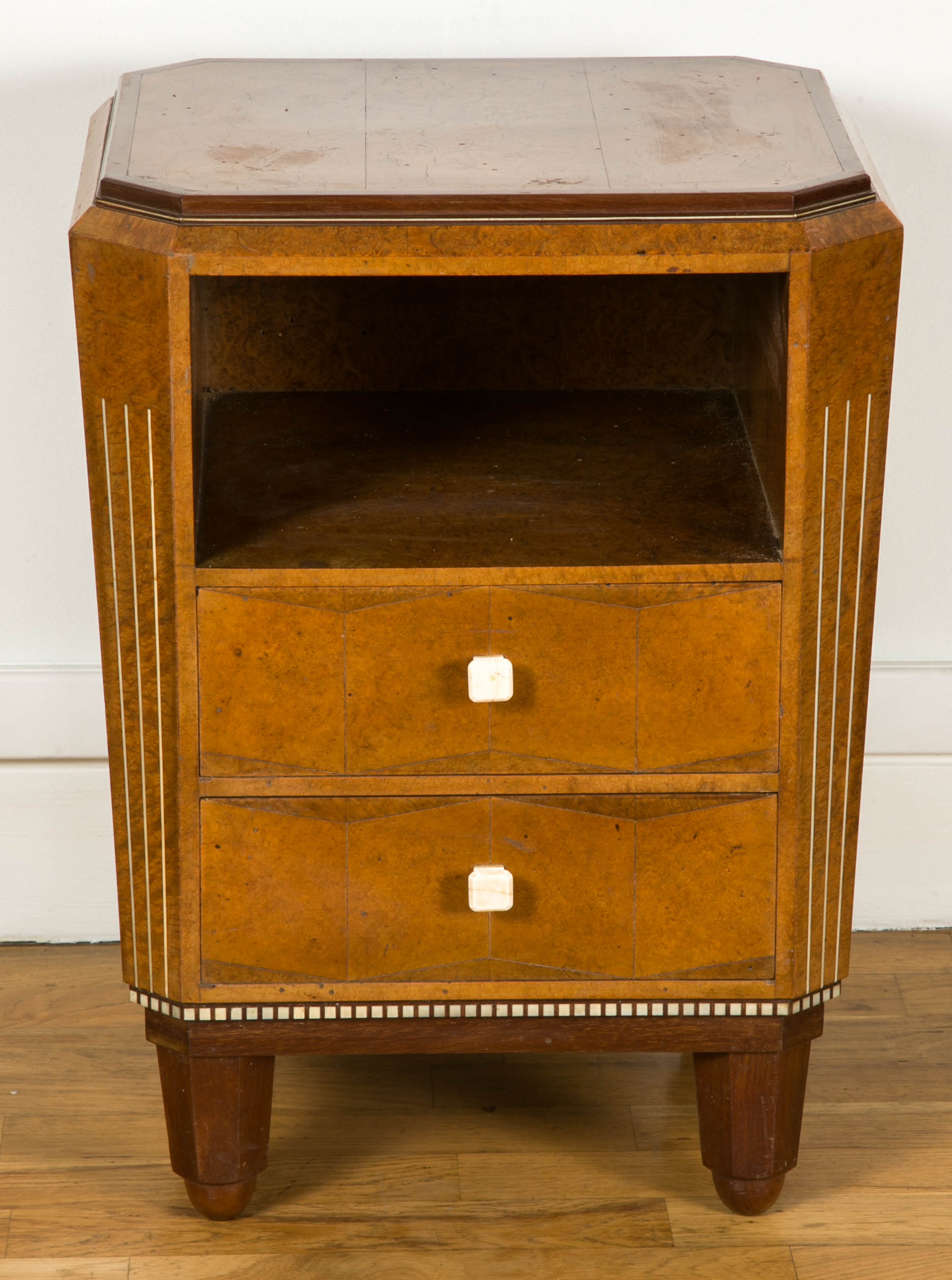 French Rare Pair of Nightstands by Paul Follot, circa 1926-1927