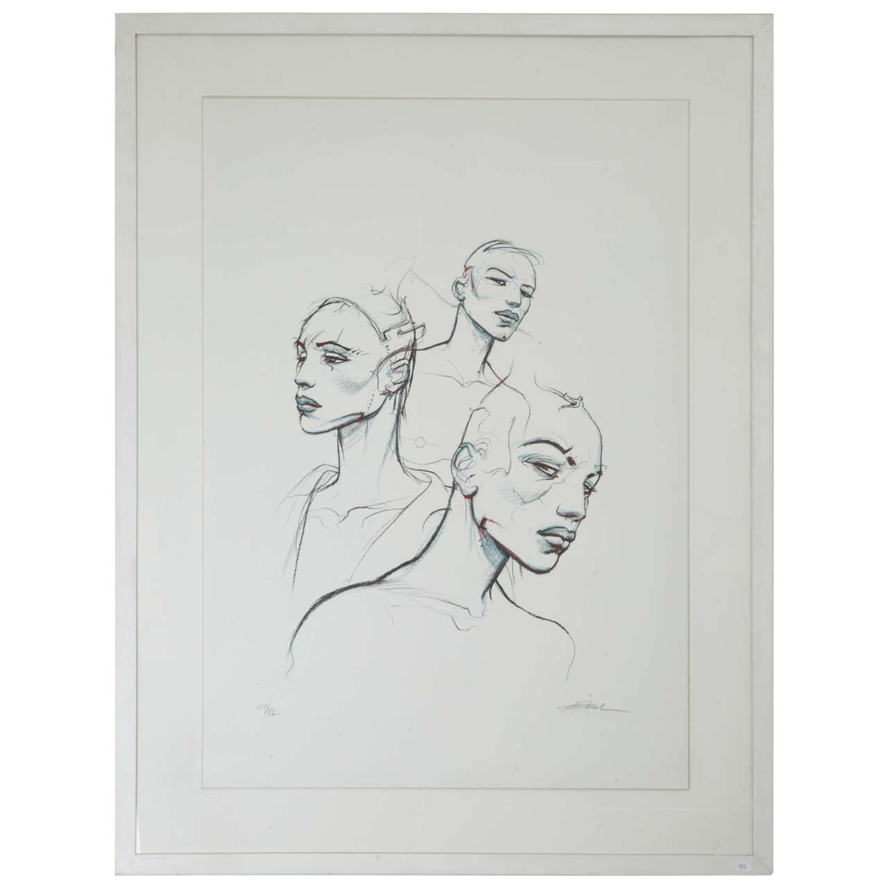 "The 3 Sisters" Screen Printing No. 11 of 32, Enhanced by Hand by Enki Bilal For Sale