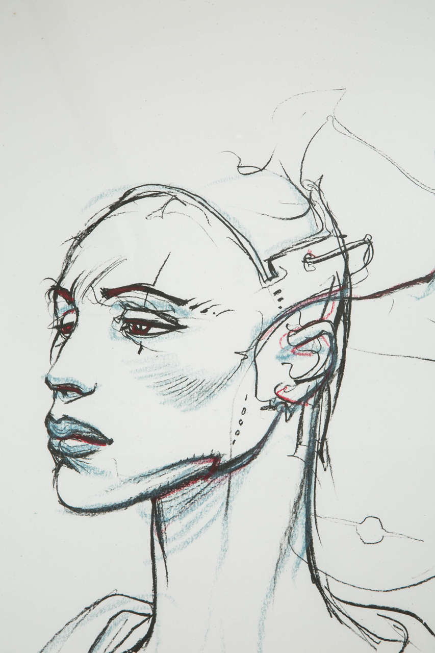 Hand-Painted Enki BILAL (1951- ...), screenprint traced over by hand For Sale