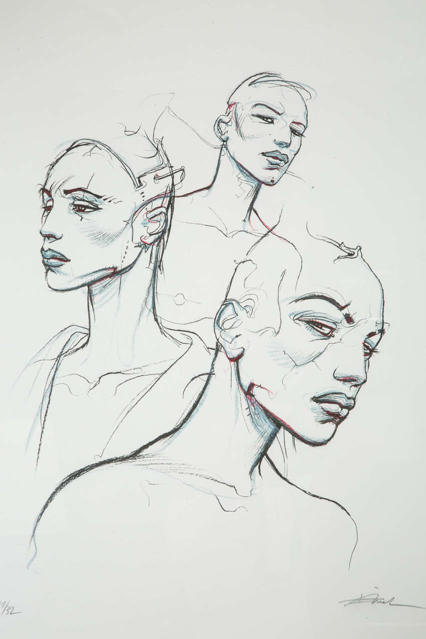 Contemporary Enki BILAL (1951- ...), screenprint traced over by hand For Sale