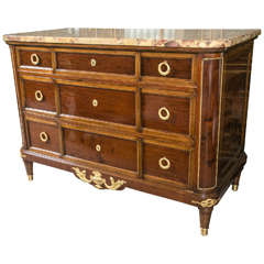 Maison Jansen French Marble-Top and Mahogany Commode