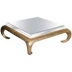 Modern Gilt Based Mirrored Square Coffee Table Springer Style