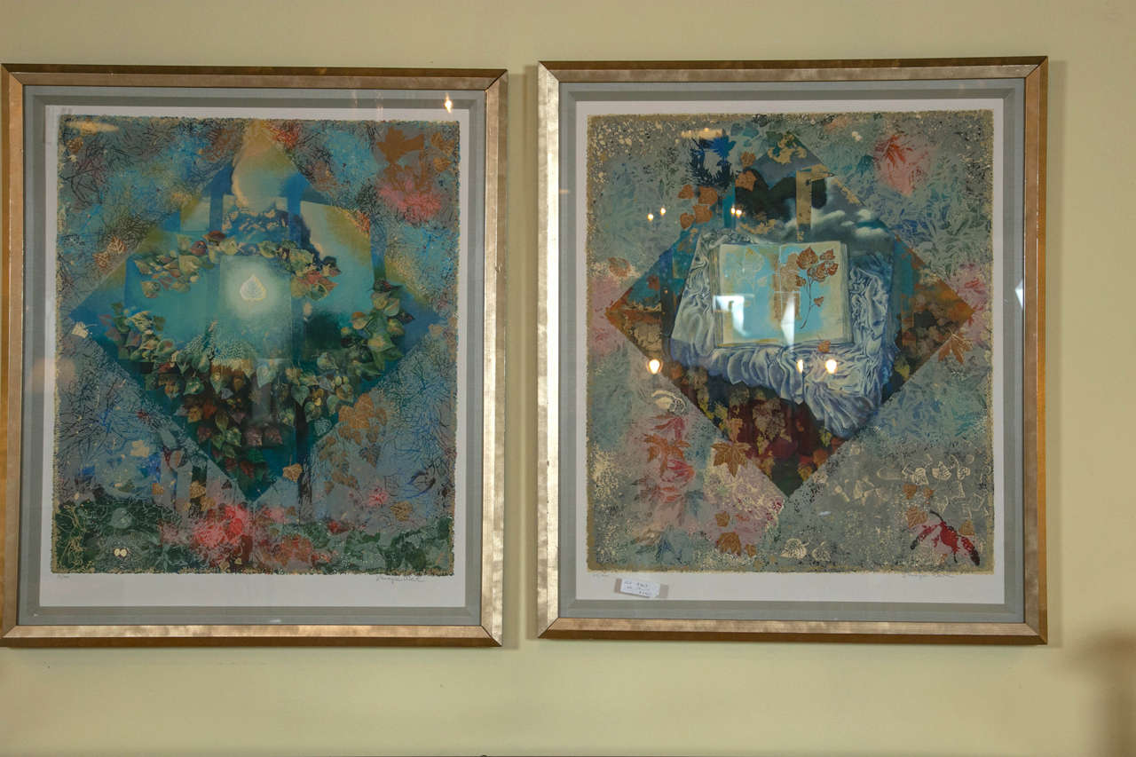 Pair of framed serigraphs signed and numbered 53 and 313 of 400. Great frames and matting that encompass this fabulous pair of works of art. Sure to add color and design to any room in the home. 

Weil was born in Nitra, Czechoslovakia in 1918 to