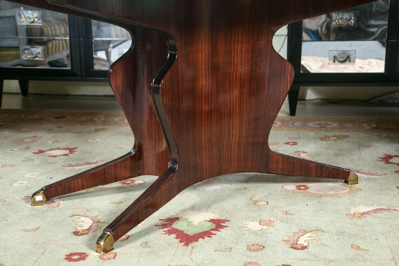 Italian Solid Rosewood Glass Top Dining or Conference Table, By Borsani