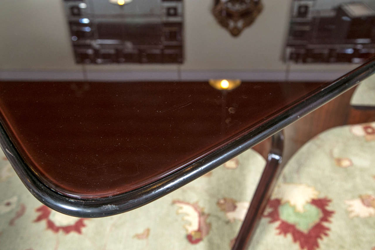 Solid Rosewood Glass Top Dining or Conference Table, By Borsani In Good Condition In Stamford, CT