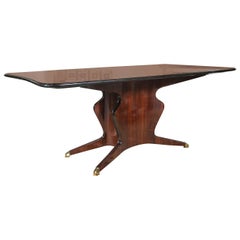 Solid Rosewood Glass Top Dining or Conference Table, By Borsani