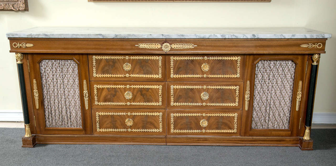 Palatial Empire Style Sideboard or Console Table Finely Bronze Mounted