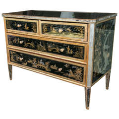 Maison Jansen Reverse Glass Paint Decorated Chinoiserie Commode