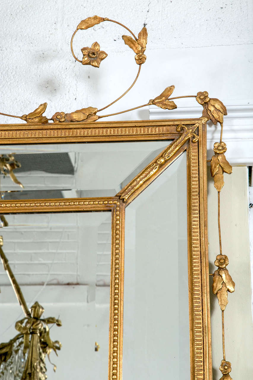 Pair of Monumental Louis XVI Style Giltwood Mirrors In Good Condition In Stamford, CT