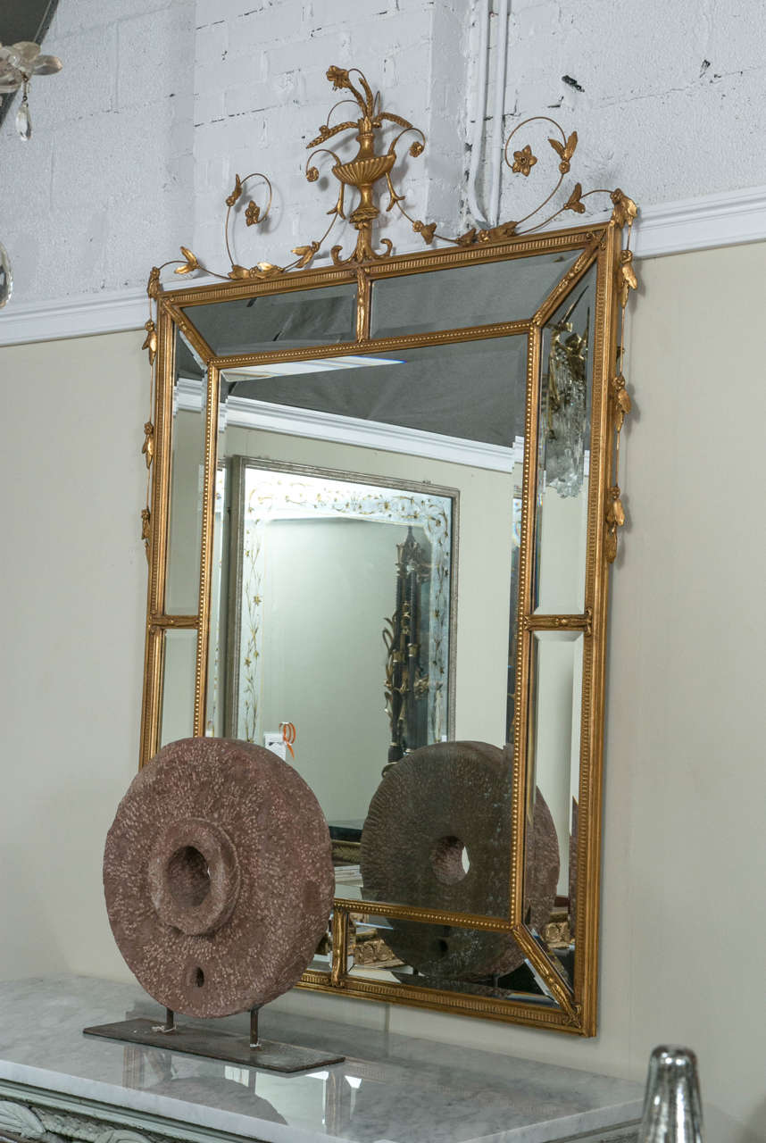 Pair of Monumental Louis XVI Style Giltwood Mirrors 1