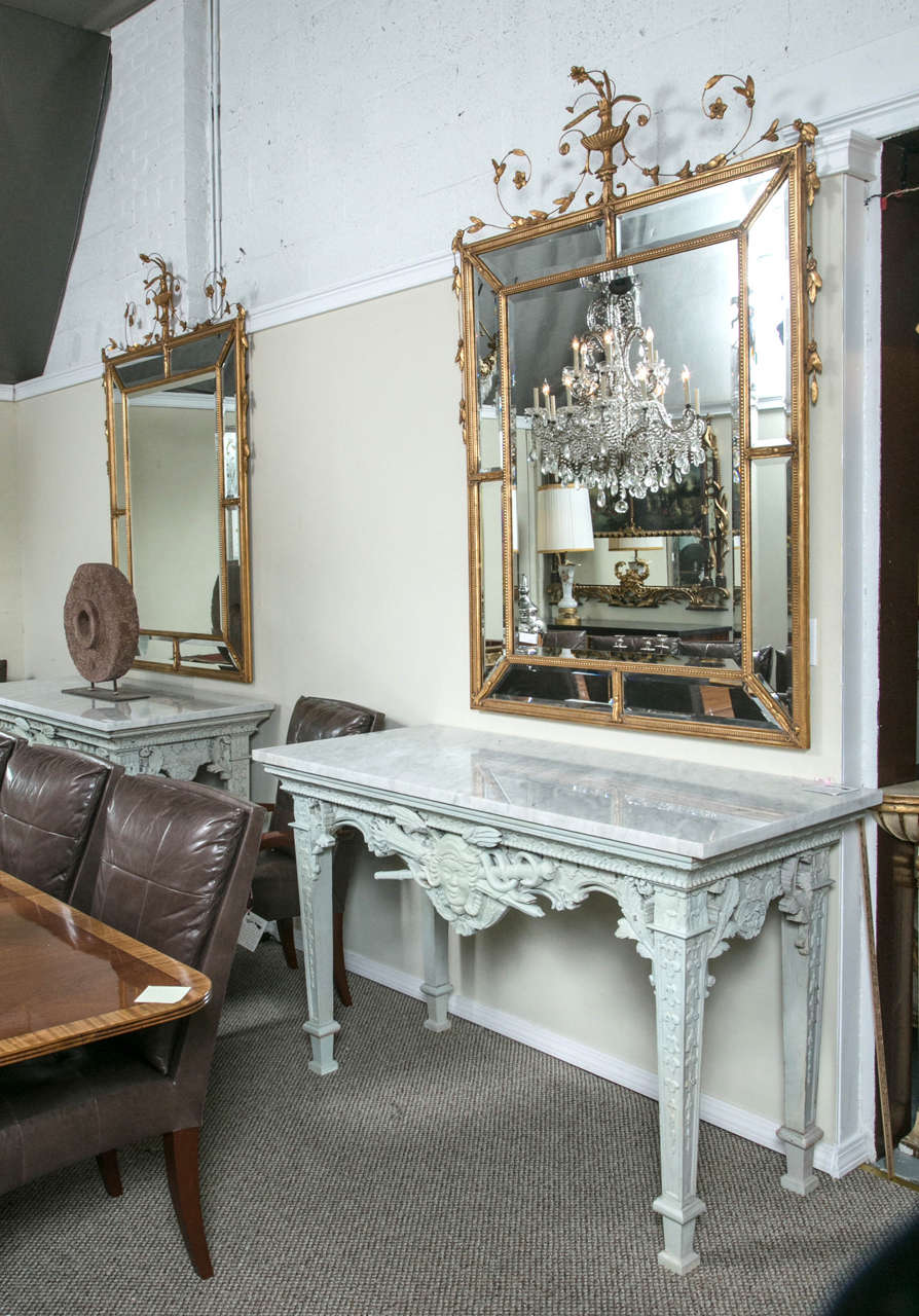 Pair of Monumental Louis XVI Style Giltwood Mirrors 2