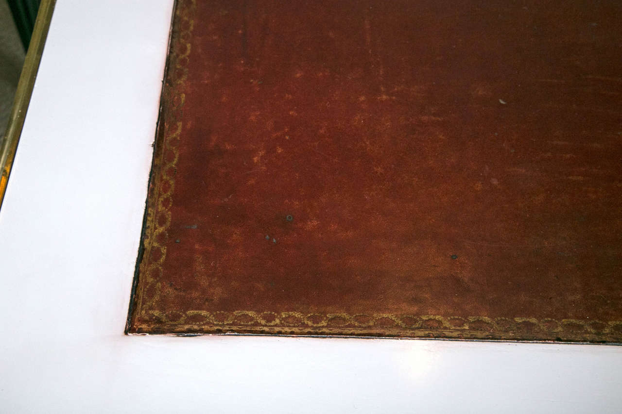 Leather Top Painted Desk with Bronze Mounts by Jansen at 1stdibs