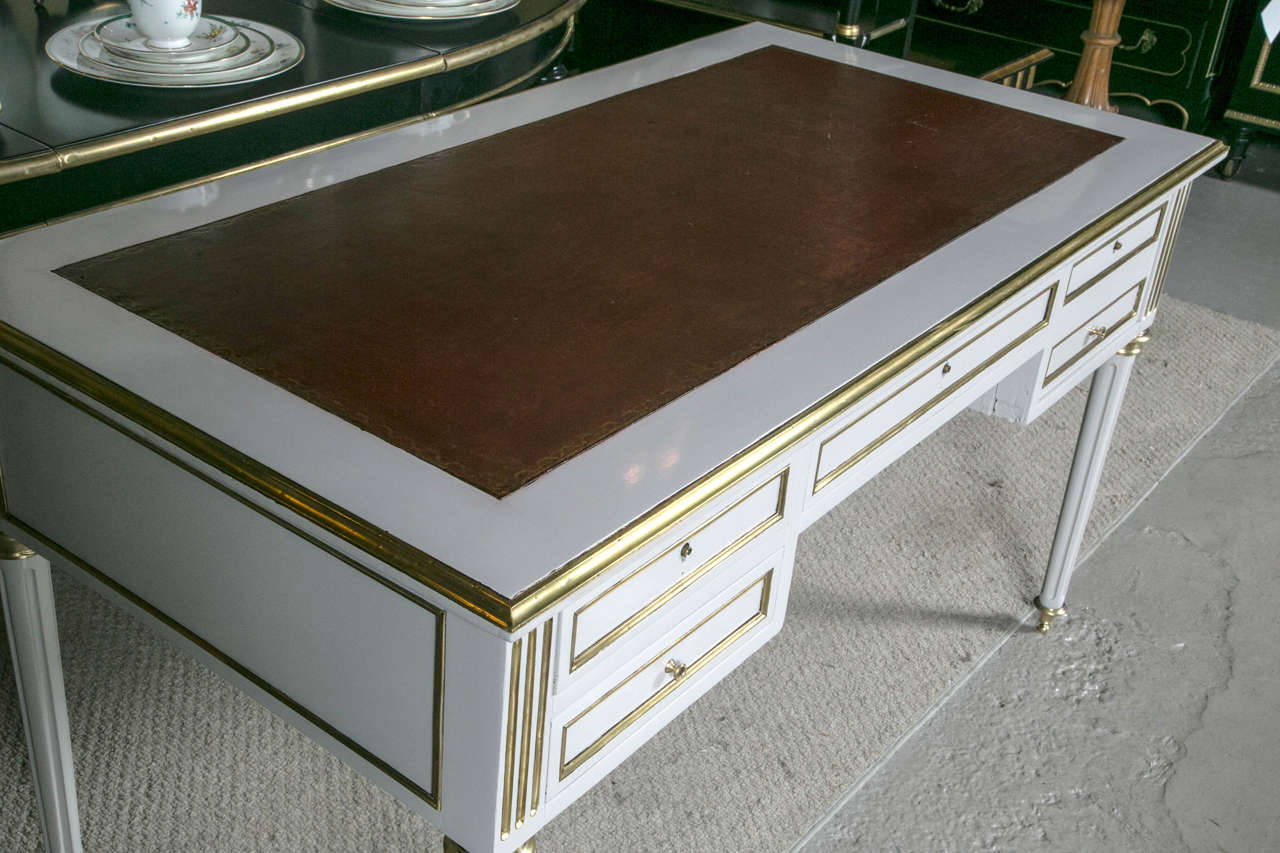 Leather Top Painted Desk with Bronze Mounts by Jansen at 1stdibs