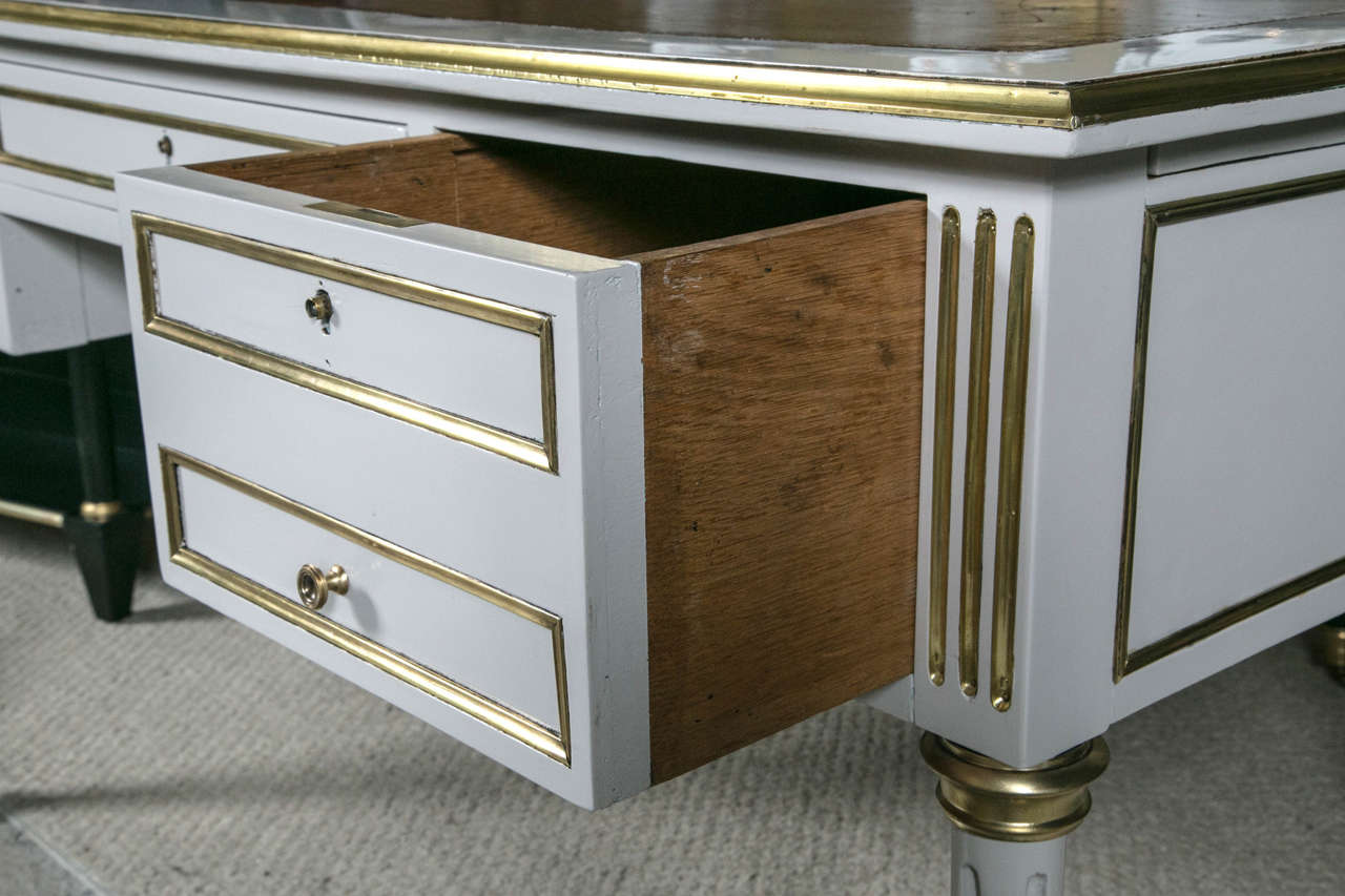 Leather Top Painted Desk with Bronze Mounts by Jansen at 1stdibs