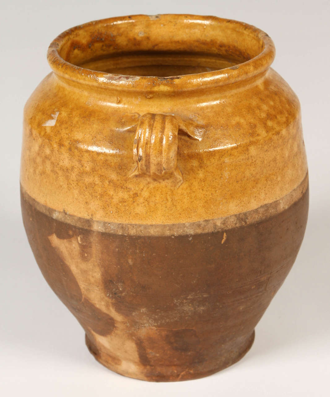 19th Century French Glazed Terracotta Confit Pot For Sale 2