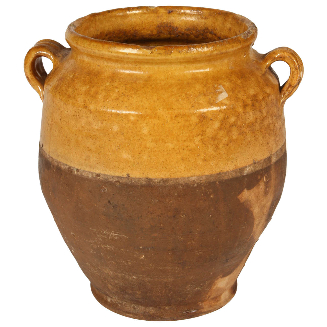 19th Century French Glazed Terracotta Confit Pot For Sale