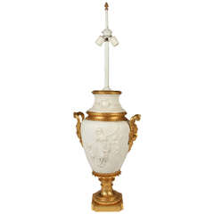 Antique 19th Century Biscuit and Gilt Bronze Urn Lamp