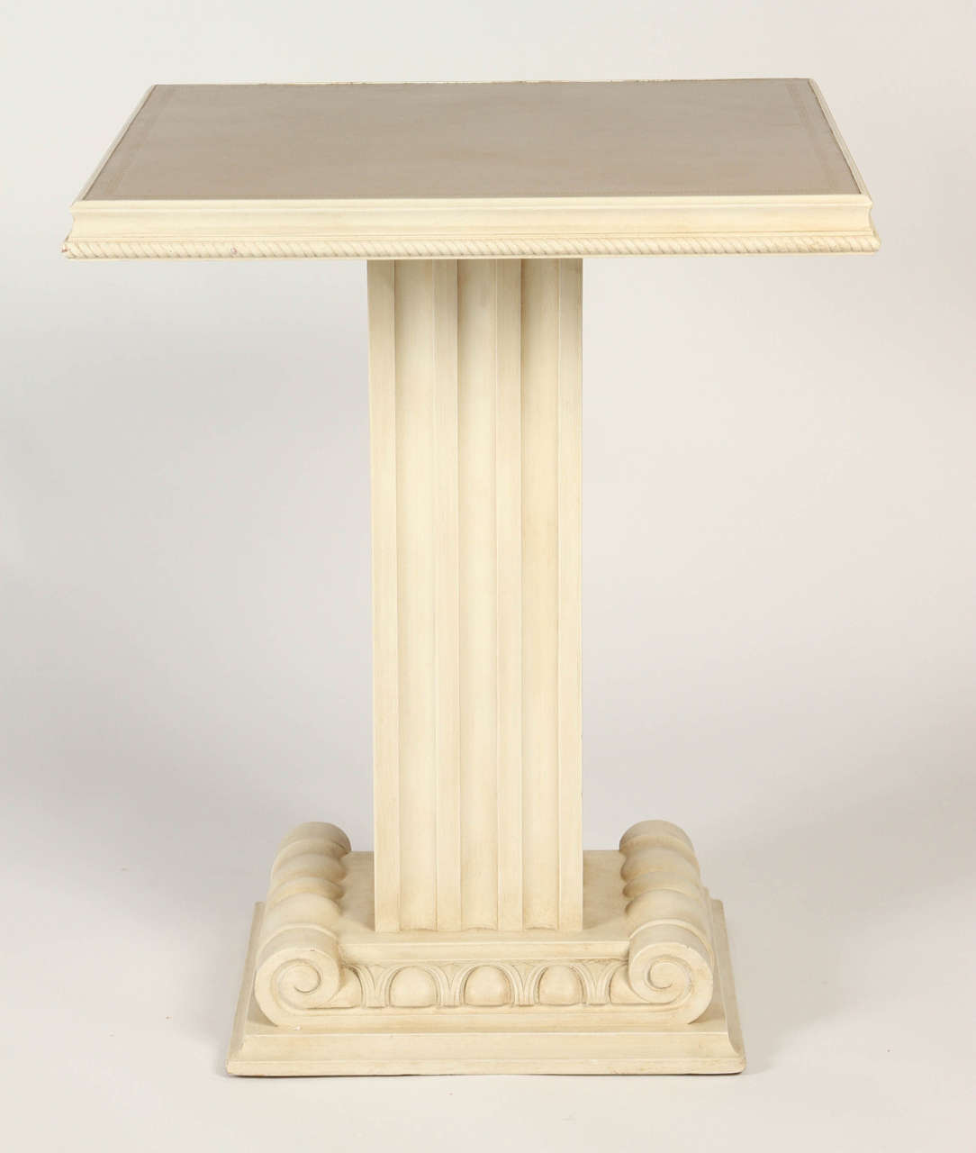 Pair of Cream-Painted Columnar Form Side Tables In Excellent Condition In Los Angeles, CA