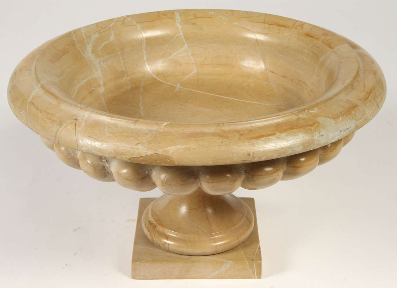 French Pair of Neoclassical Style Veined Caramel Colored Marble Tazzas
