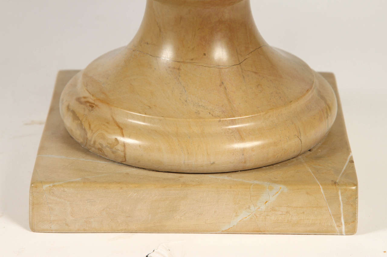 Pair of Neoclassical Style Veined Caramel Colored Marble Tazzas 1