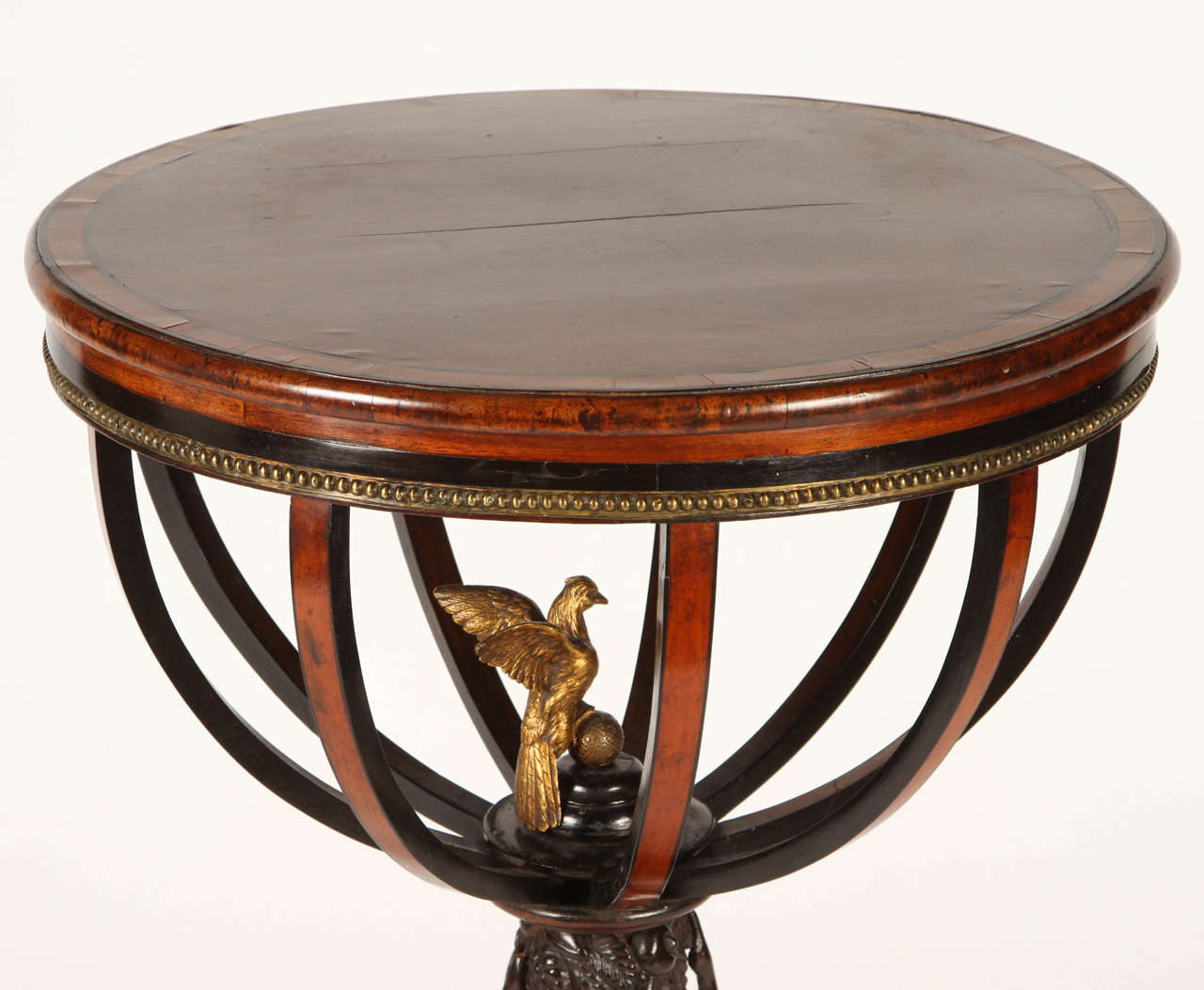 Austrian Neoclassic Parcel-Gilt and Ebonized Mahogany and Fruitwood Work Table In Excellent Condition For Sale In Los Angeles, CA