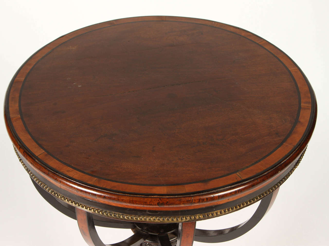 Austrian Neoclassic Parcel-Gilt and Ebonized Mahogany and Fruitwood Work Table For Sale 3