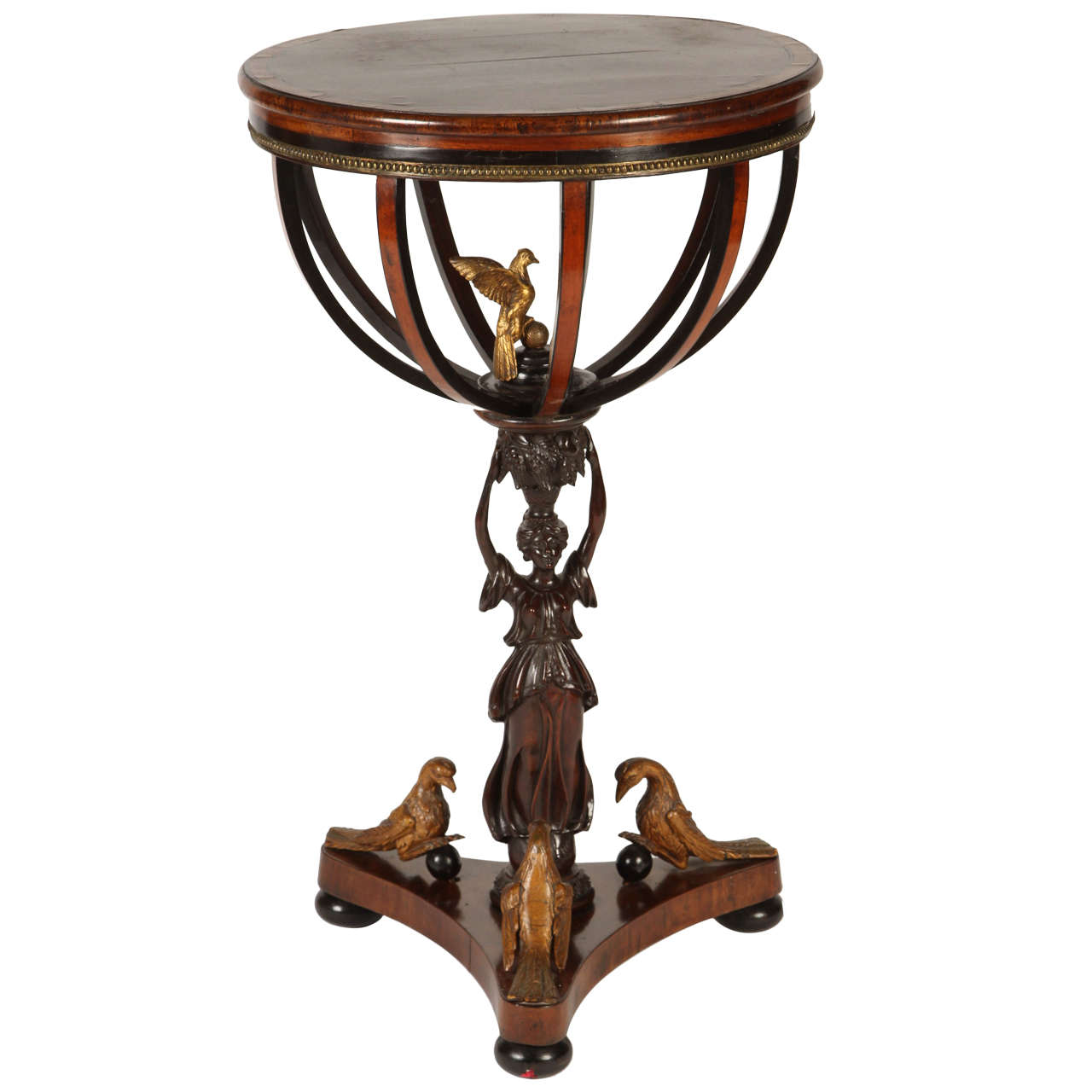 Austrian Neoclassic Parcel-Gilt and Ebonized Mahogany and Fruitwood Work Table For Sale