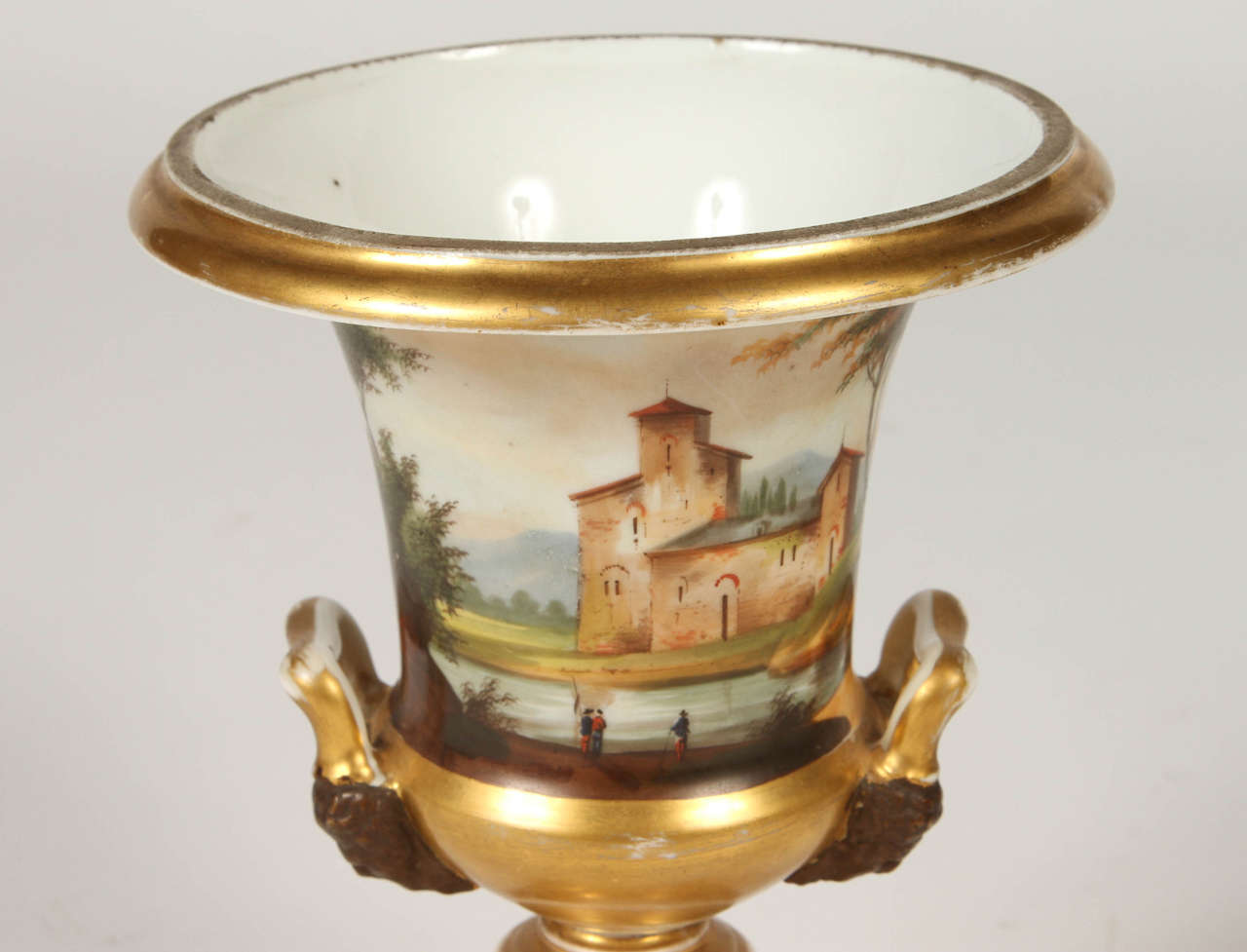 19th Century Pair of Porcelain de Paris Urns For Sale